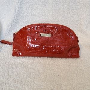 Cole Haan croc embossed patent spicy orange clutch/wristlet